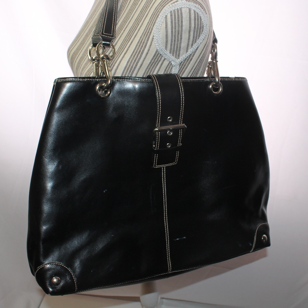 Wilsons Leather Large Jet Black Leather Tote Bag